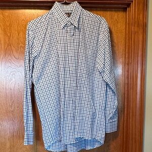 Elegant Blue and White Checkered Dress Shirt